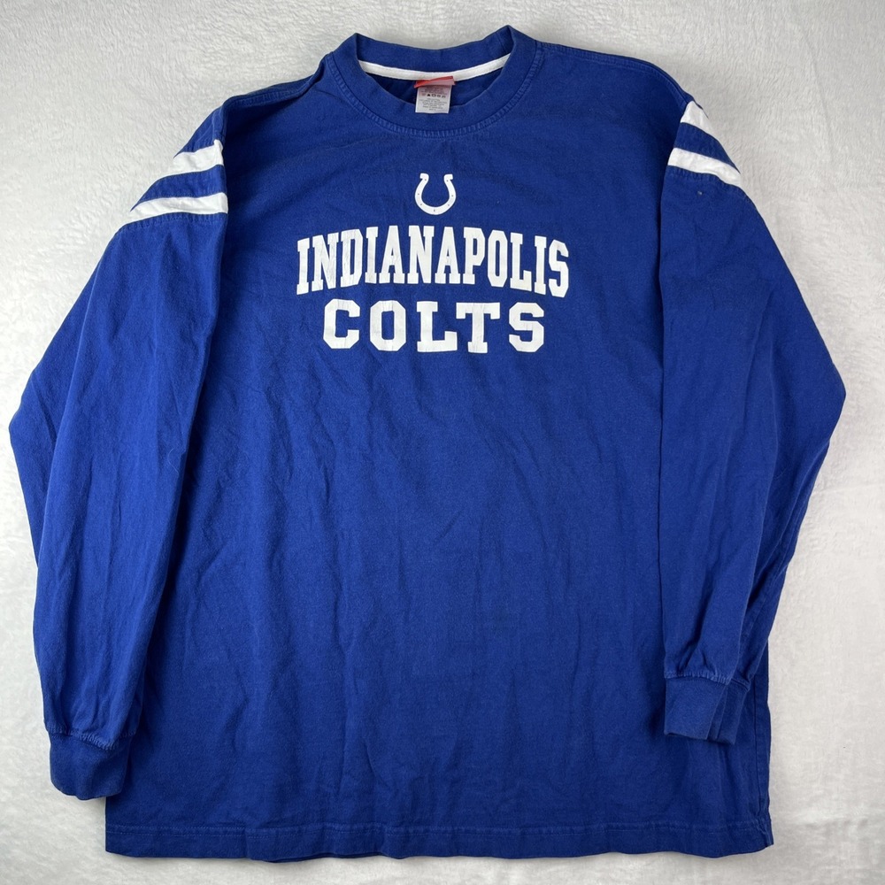 Indianapolis Colts Shirt Mens XL Blue NFL Football Sports Fans Wear Long Sleeve